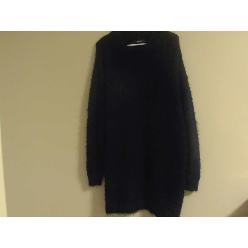 Denim 24/7 Black Fuzzy Eyelash Knit Sweater Tunic Plus Size 2X 26/28